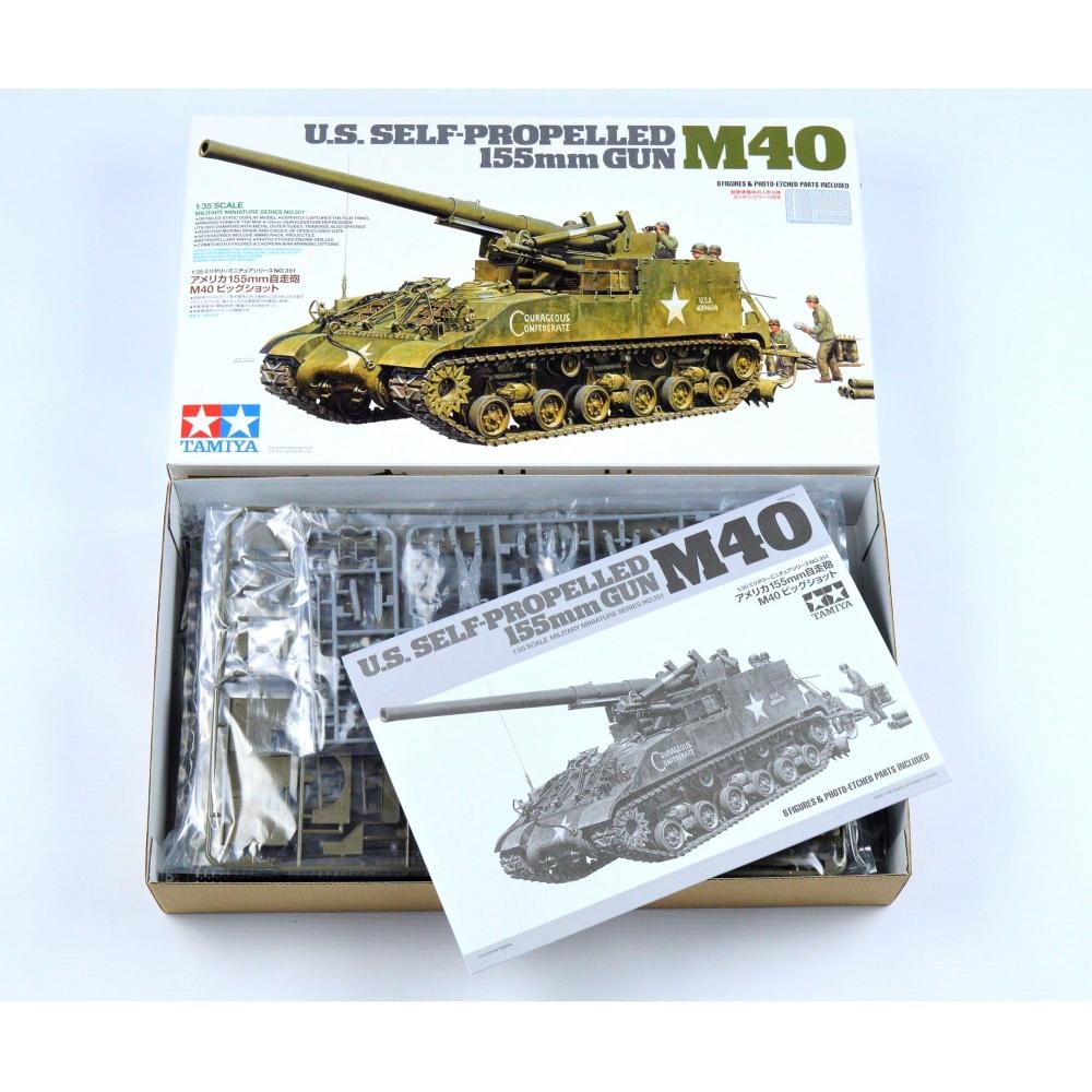 Tamiya 135 Military Miniature Series No.351 US Army 155mm M40 Self-Propelled Artillery Big Shot Plastic Model 35351