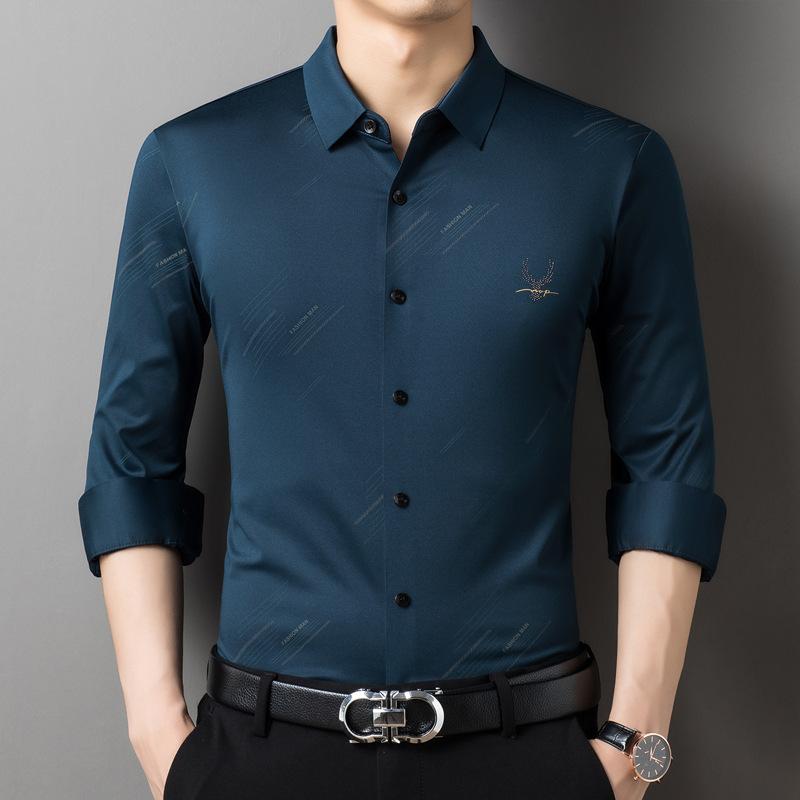 New Men's Autumn Solid Color Shirt Lapel Long Sleeve Shirt Fashion Korean Casual Men's Shirt