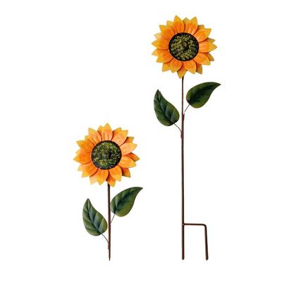 Wrought Iron Sun Flower Plug-in Courtyard Villa Lawn Gardening Landscape Decorative Stakes Vintage Decoration