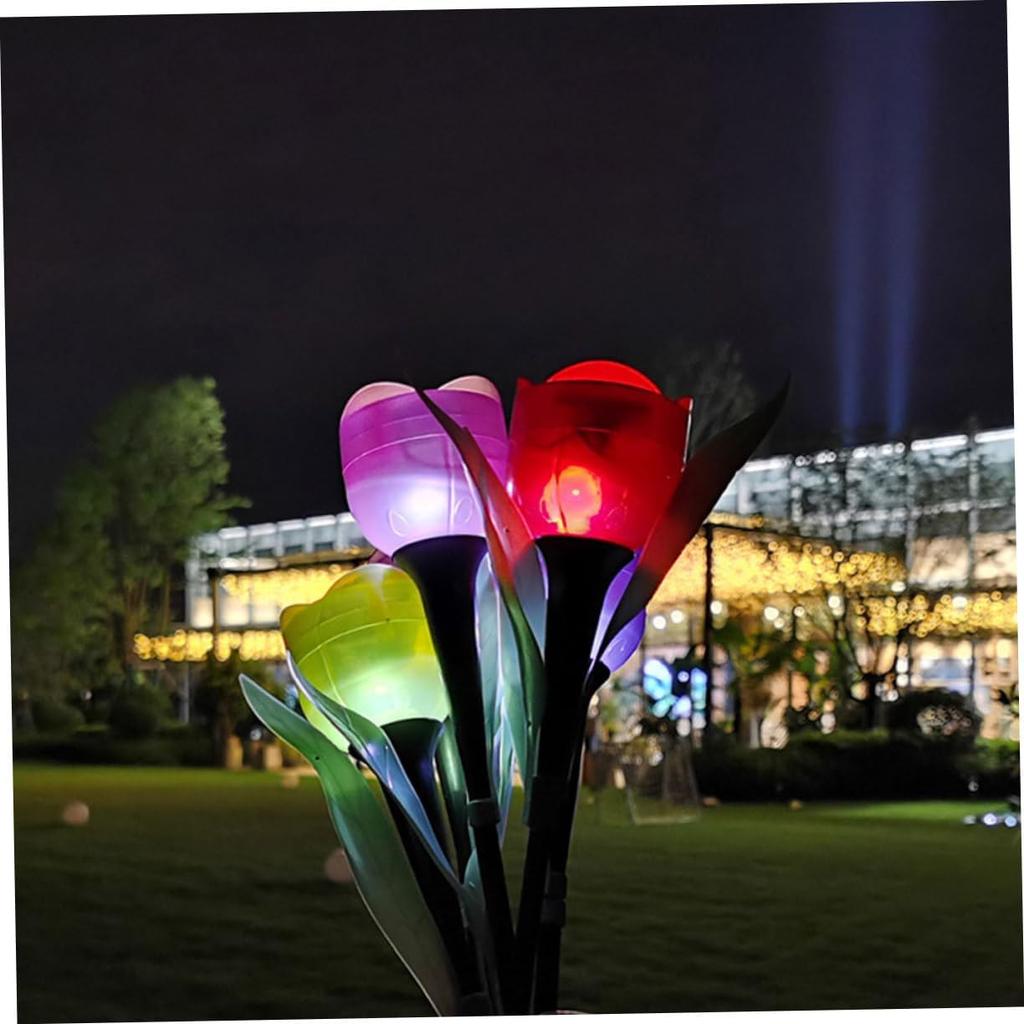 balacoo Garden Solar Lights Decorative 5pcs Tulip Design Solar Lawn Light Solar-Powered Ground Lamps Led Stake Lights for Outdoor Night Lighting