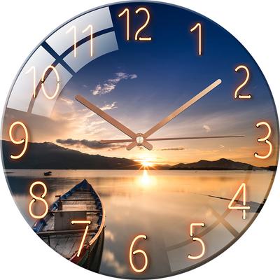 Digitale Wanduhr mit geringem Geräuschpegel, 30 cm/12 Zoll Sonnenuntergang-Nachglühen-Wanduhr, Quarzuhr, leise, einfache Uhr für die Heimdekoration im Kinderzimmer