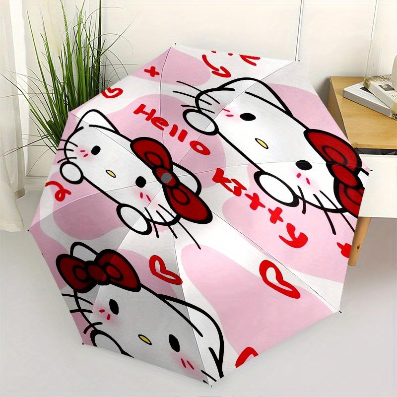 

Cute Hello Kitty Automatic Folding Umbrella-Simple 8-Rib Design, Bright Cartoon Pattern, Durable Iron Frame, Suitable For Travel, Outdoor, B