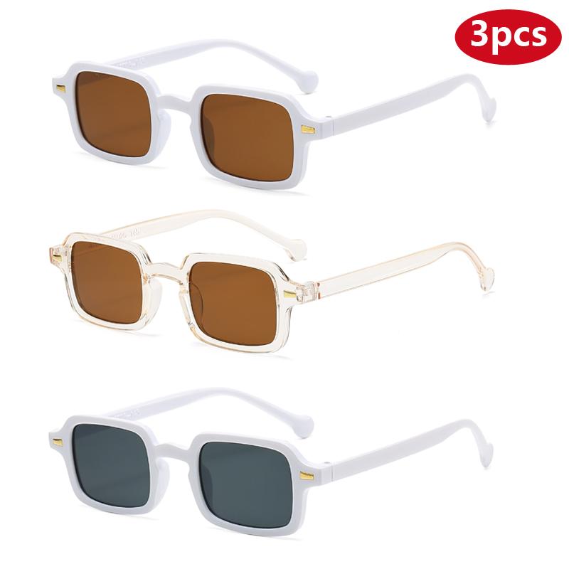 Protective Glasses 3set Fashion Small Square Sunglasses Female Vintage Colorful Shades Men Leopard Blue Rivets UV400 Sun Glasses