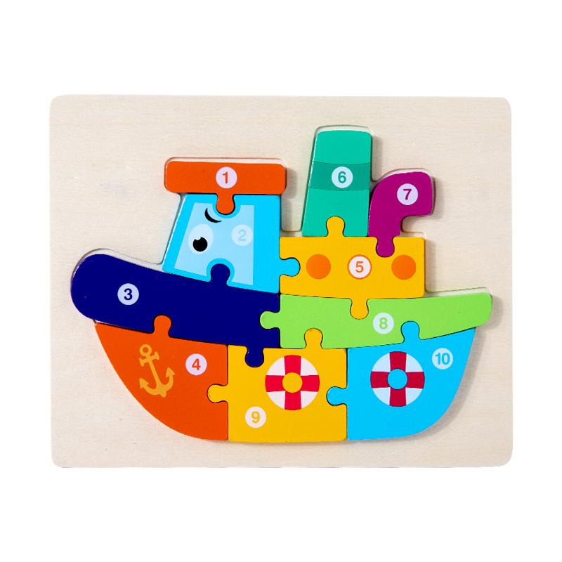 3D Puzzles Dinosaur Animal Vehicle Wood Jigsaw Puzzle Game Kids Learning Montessori Educational Toys Baby Wooden Toys