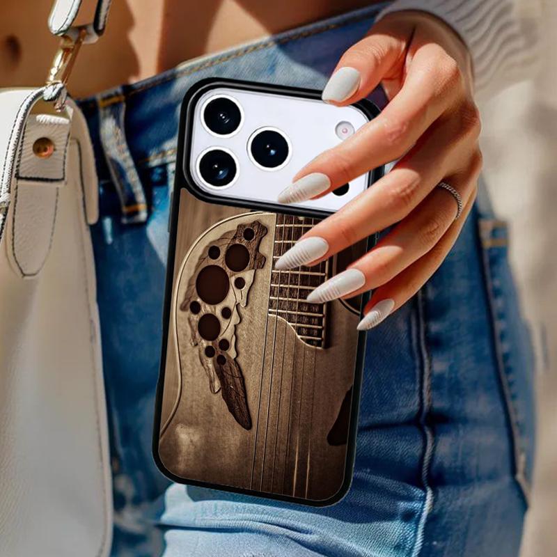 Vintage Music Guitars Phone Case For iPhone 17 Air 14 15 13 12 Max Cover For Apple 16e 11 Pro Max Plus Coque