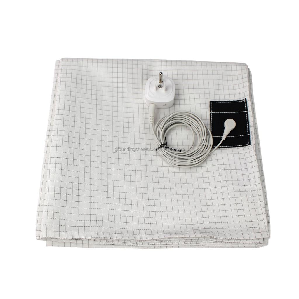 Set di lenzuola per messa a terra Cotone conduttivo Fibra d'argento Biancheria da letto con design a bassa resistenza superficiale 10 Fibre d'argento