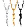 Men's Black Stainless Steel Italian Horn Pendant Necklace - Quanxi Water PN1503