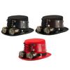 Victorian Industrial Cosplay Hat with Removable Goggles PU Leather Headwear For Adult Men Women Stage Performances