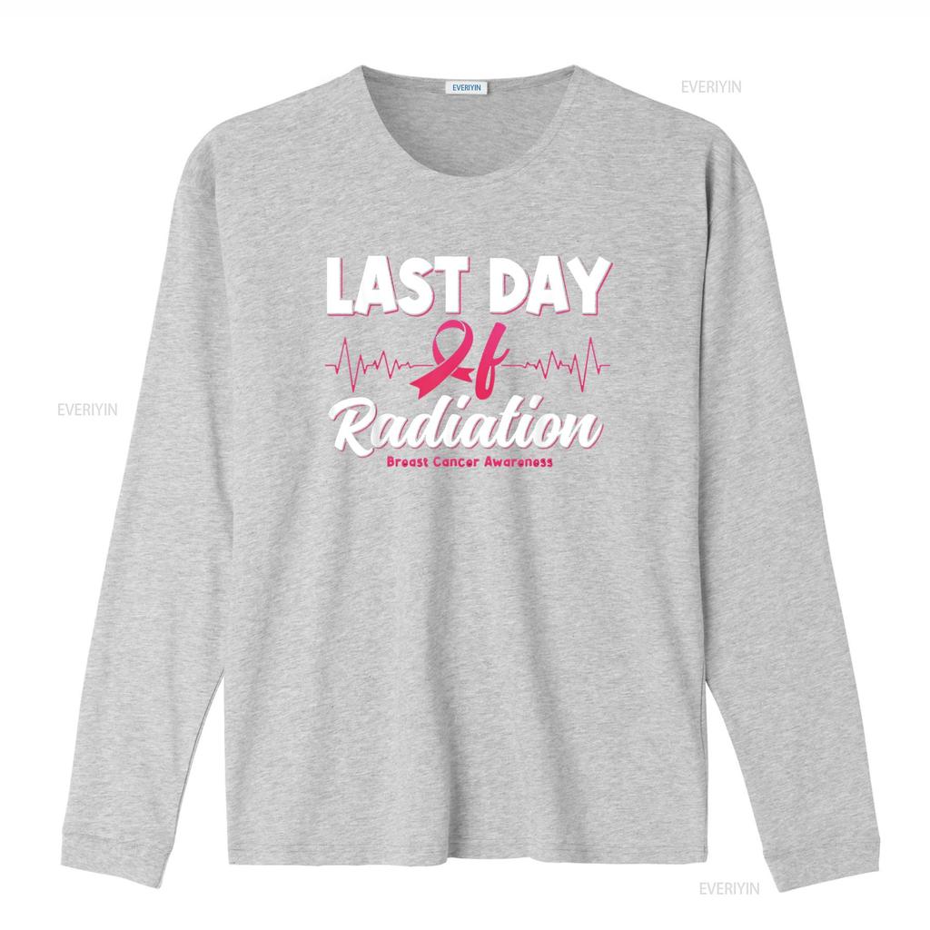 Womens Last Day Of Radiation Heartbeat Breast Cancer Awareness T Shirt Black 2XL Vintage Washed Casual Soft Streetwear Homme