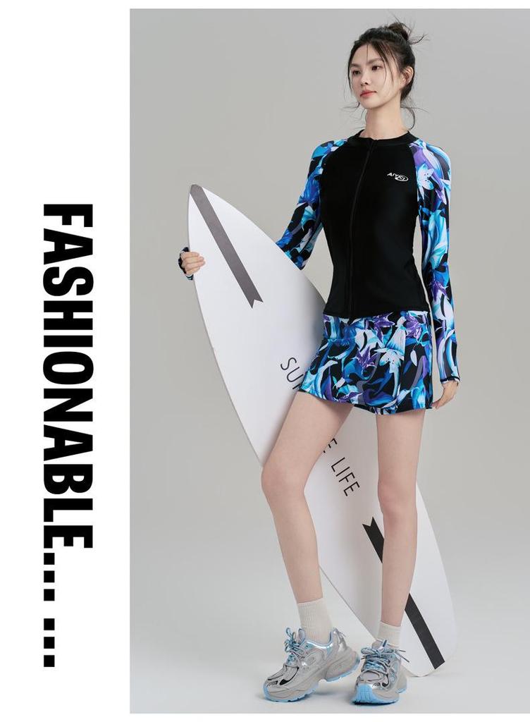 Women’s Two-Piece Slimming Wetsuit Swimsuit with Sun Protection – Plus Size Jellyfish Surf & Snorkel Beachwear