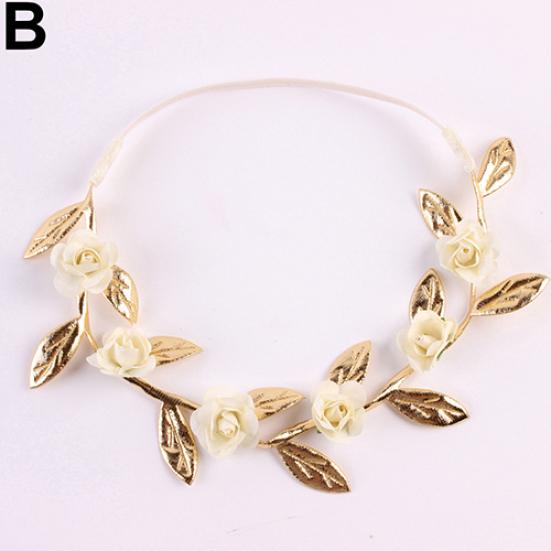 Kids Girls Lovely Sweet Rose Flowers Leaves Wreath Hair Band Garland Headband золотой