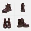 Johnature Genuine Leather Retro Wedges Short Boots With Side Zipper Thick Soled Versatile Women's Boots