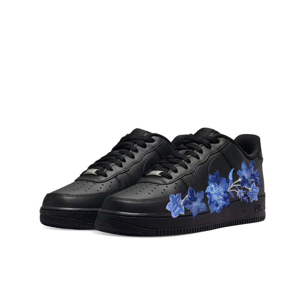 Nike Air Force 1 Abrasion Resistant Height Increasing Low Top Skateboard Shoes Unisex Black White Blue CW2288-001(Team577-S-BOX)