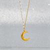Crescent Moon Necklace for Women, Asymmetrical Chain Fashion Statement Polished Charm Pendant, Stainless Steel Hypoallergenic