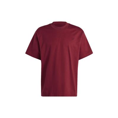 Einfarbiges Rundhals-T-Shirt mit lockeren kurzen Ärmeln für Herren, Oberteile, Dunkelrot IB9472