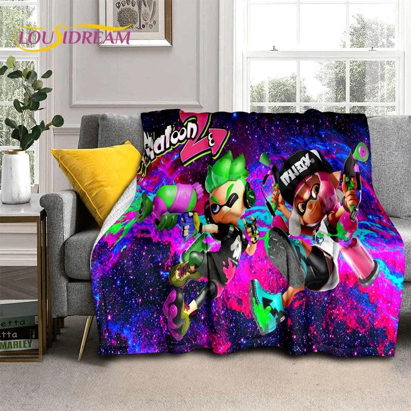 Splatoon3 PC Gamer Cartoon Game Soft Flannel Blanket for Beds Bedroom Sofa Picnic,Throw Blanket for Cover Outdoors Leisure Gift