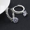 Gold Filled Heart White Cubic Zirconia Crystal Hoop Clip On Earrings