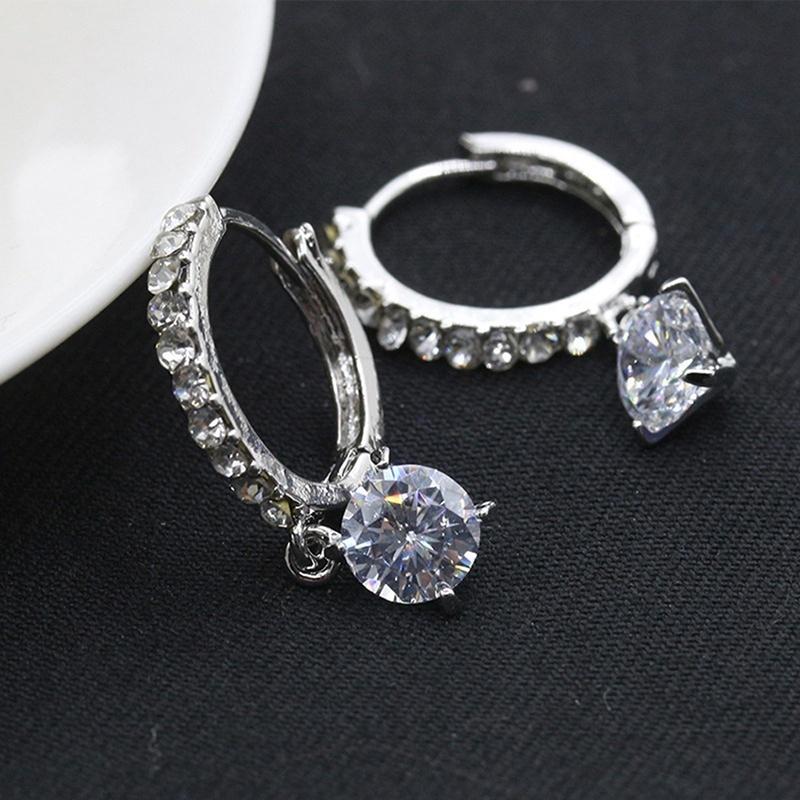 Gold Filled Heart White Cubic Zirconia Crystal Hoop Clip On Earrings