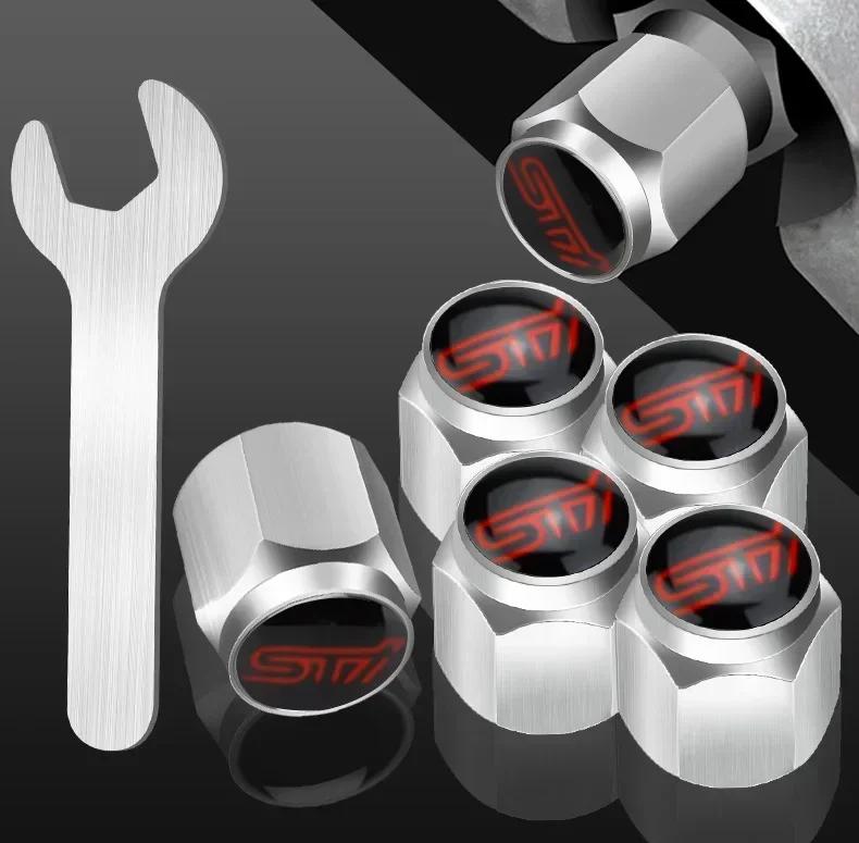 Car Wheel Tire Valve Stem Caps Air Cover with Wrench for Subaru Forester Ascent BRZ STI Exiga Legacy Outback Tribeca WRC WRX XV ew3