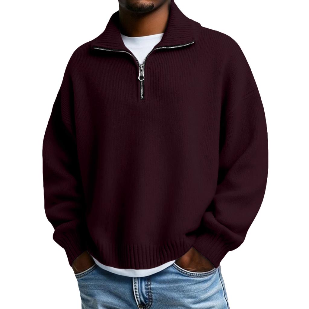 Pull Pull Over Casual Épais Tricoté Chaud à Demi-Fermeture pour Homme