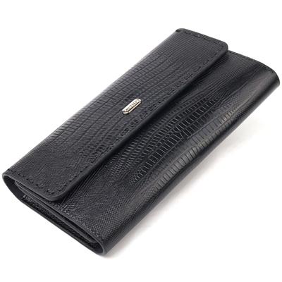 Textured Roomy Women's Wallet Made of Genuine Leather CANPELLINI Wallet 21664 Black