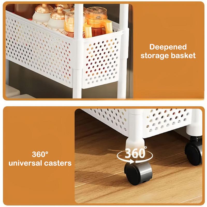 Mehrzweck-Lagerregal mit Rädern, bewegliches mehrschichtiges Regal für Küche, Bad, Heimorganisation, Snacks, Obst, Gemüse, Organizer-Einheit