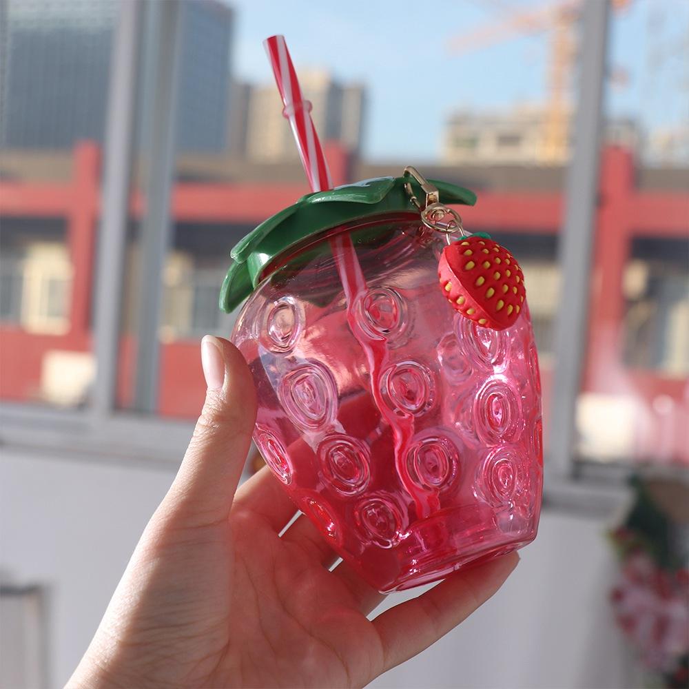 500ml Strawberry Straw Cup Fruit Shape Pineapple Straw Cup Drinkware Christmas