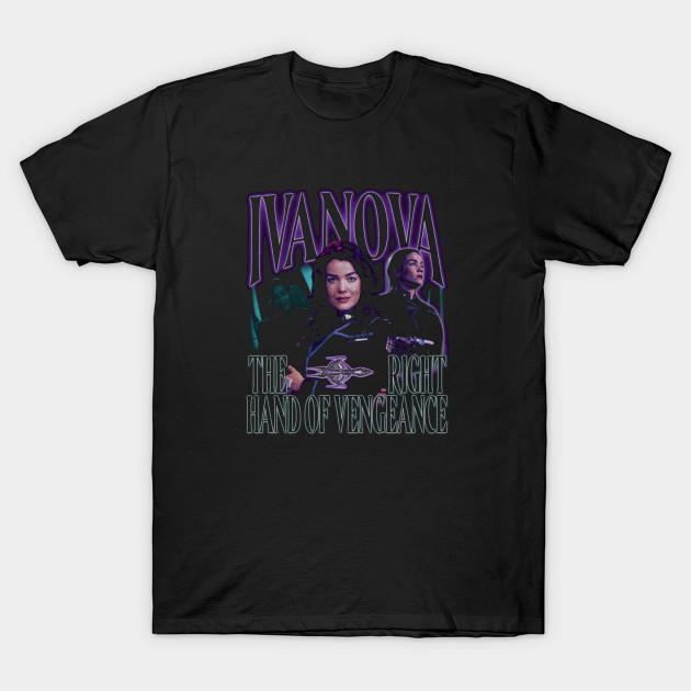 

Men Black Print T-shirt Susan Ivanova - Babylon 5 No-Cut Transfer Paper Print Cotton Tshirt L чёрный