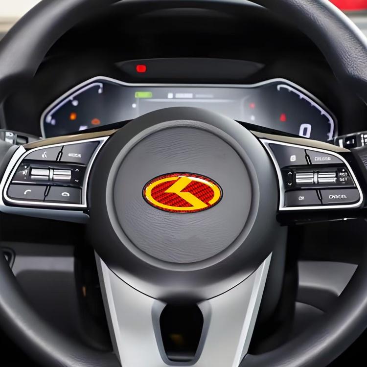 1 pièce Autocollant Emblème Volant Fibre de Carbone K 3D Volant de Voiture Emblème Intérieur de Voiture Accessoires de Style de Voiture Pour KIA