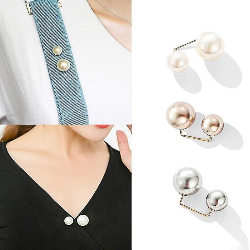 3 Pcs Artificial Pearl Brooch Fassweater Shawl Clip Safety Buttons Pins Brooch Clothing Jeans Hat Bag Decoration