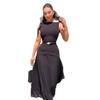 2025 Summer European and American Women's Sleeveless Pleated Dress – Solid Color, Waist-Cinching
