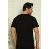 Black Men's Basic Slim Fit Crew Neck Short Sleeve Pajama Top