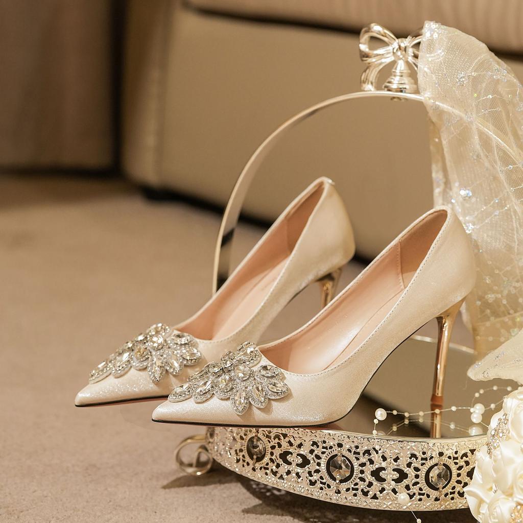 Luxury Rhinestones Pumps Women High Heels 2025Fashion Women Heels Lady Stiletto Shoes Wedding Party Shoes Classic Pumps Footwear
