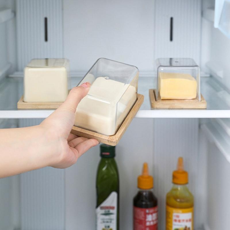 Große Kapazität Arbeitsplatte Butterdose Platte mit Acryldeckel Küchenaufbewahrung Butterbehälter Box Butter Geschirr