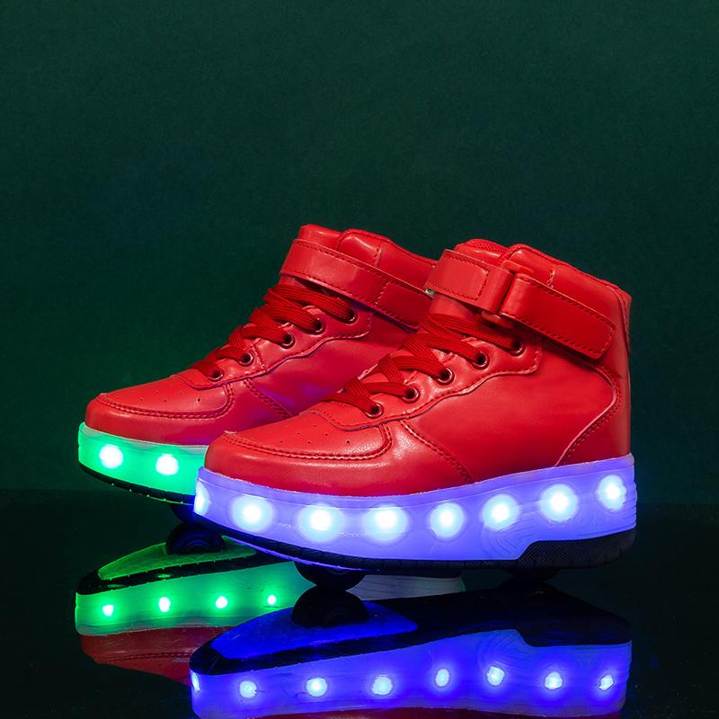 Dzieci mogą zdemontować dwukołowe buty sportowe SUB z lampką ładującą Slip Wheel Slip Boy Luminous Trampki