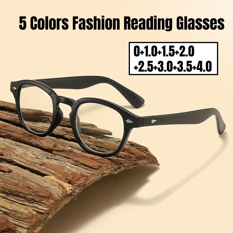 5 Colors Vintage Reading Glasses Trendy Oval Frame Presbyopia for Men Women Lightweight Stylish Far Sight Eyeglasses 0+1.0+4.0