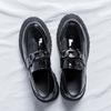 New modelSmall Leather Shoes Men'S British Style Platform Spring And Autumn Patent Leather Loafers Lazy One-Pedal Single Shoes Men 25891-R