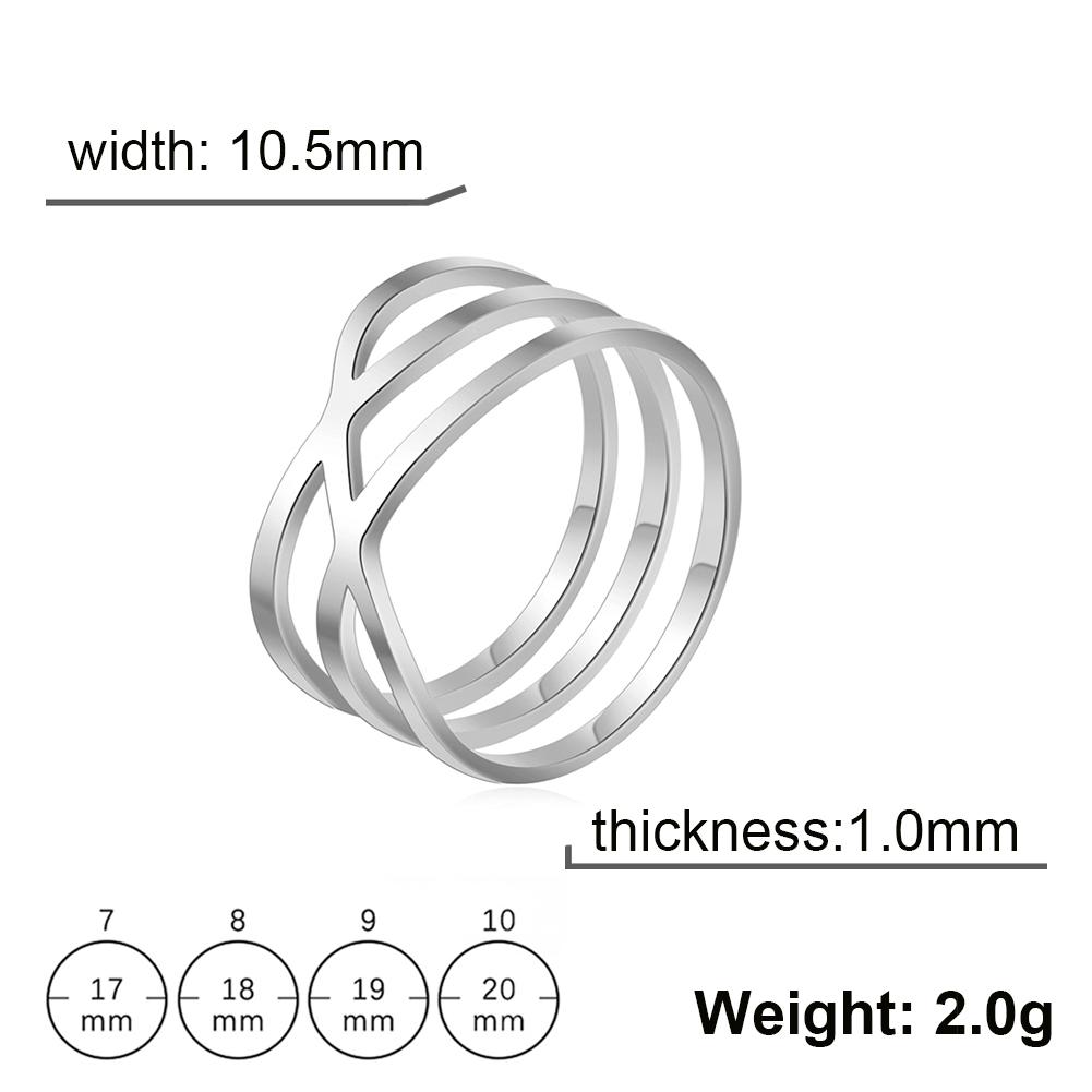 Women Cross Rings Stainless Steel Gold Color Minimalist Geometric Lines Ring Trend Wedding Jewelry Valentine Gift