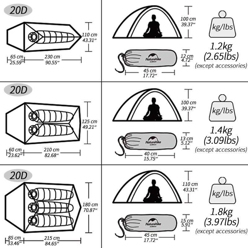 Naturehike Cloud Up Camping Tent Hiking Outdoor Portable Family Beach Shade Waterproof Camping 1 2 3 Person Backpacking Tent