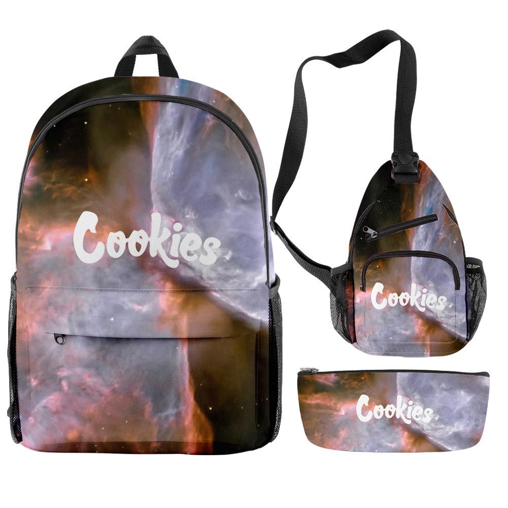 

Cook 3D Digital Printed Backpack Anti-Splash Travel Backpack Student School Bag Oxford Cloth Computer Bag three-piece backpack