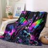 1pc Fluffy Blanket, Fantasy Butterfly Queen, Skull Print Throw Blanket, Fantasy Boho Comfortable Soft Bedding Bed Blanket, King Queen Style