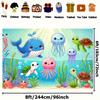 2D Cartoon Meeresbewohner Kulisse, Kinder Unterwasserwelt Party Banner