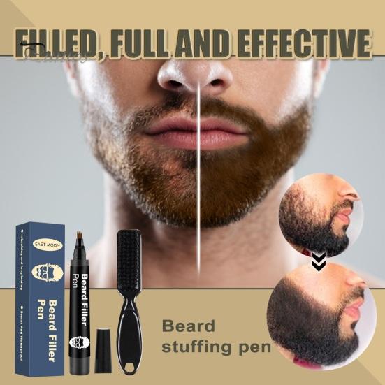 

Мужской карандаш-наполнитель для бороды с кисточкой, долговечное покрытие, естественная отделка, водонепроницаемая ручка для бороды, мужская ручка для ремонта усов