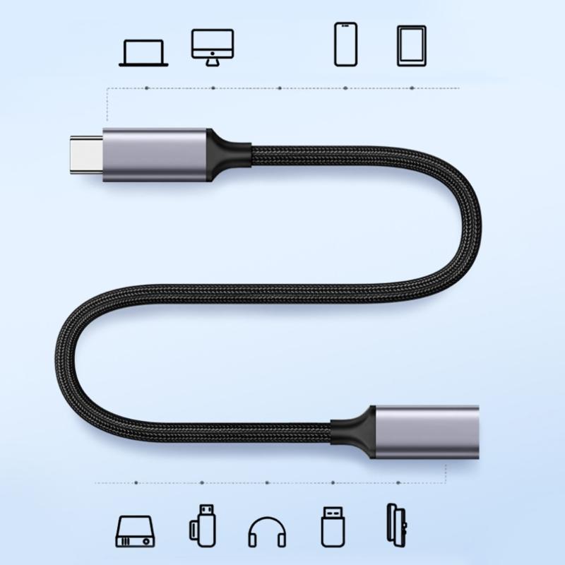 Braided Type C Extension Cable Male to Female Cord 100W Charging 4K Display Enhances Connection and Screen Mirroring