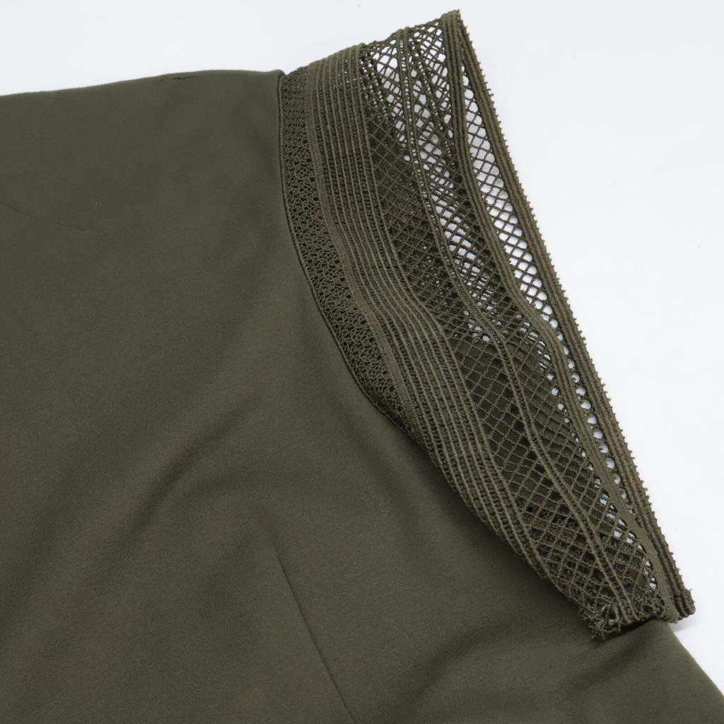 ELENDEEK 512330322201-01 Khaki Rayon x Nylon Lace Sleeve Dress dress 1 khakiUsed