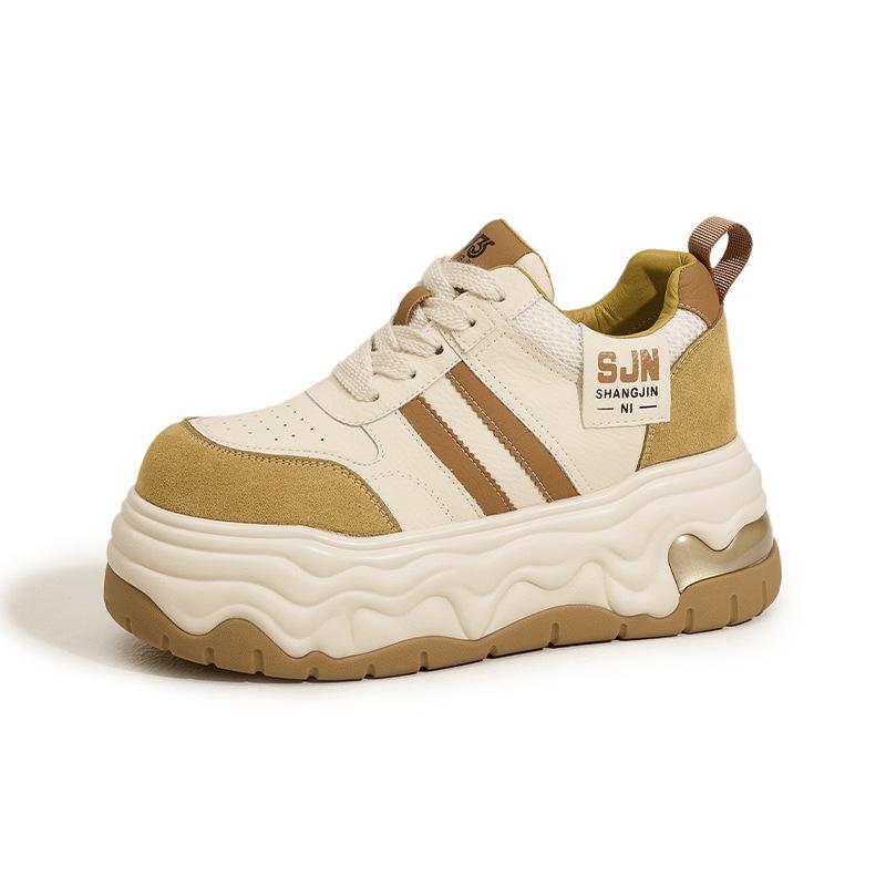 

Thick-soled inner height increase German training shoes women s 2025 dissolving shoes autumn and winter new little white shoes fashionable versatile 39 жёлтый