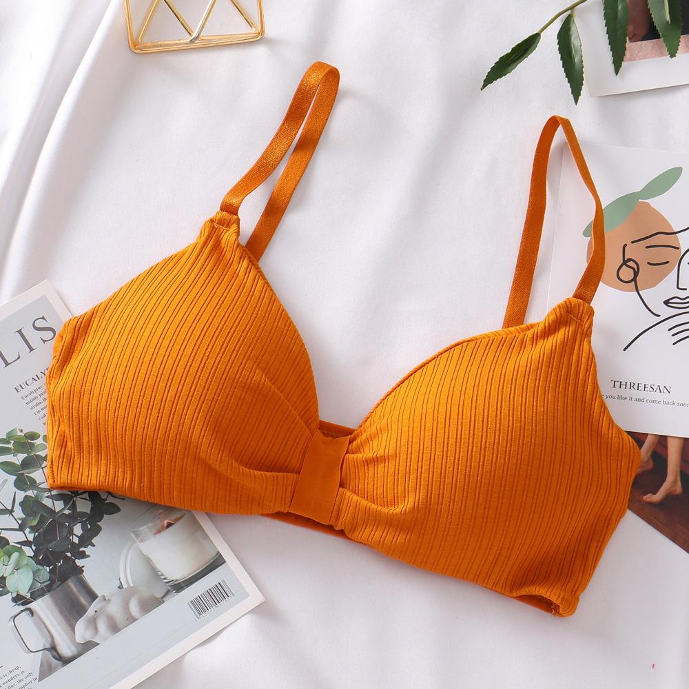 

Бавовняні бюстгальтери Push Up для жінок Сексуальна нижня білизна Бюстгальтер з регульованими лямками Бюстгальтер без дротів Жіночий безшовний бюстгальтер безшовна білизна One Size помаранчевий