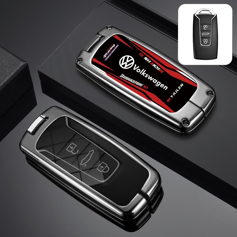 

Leather Car Styling Remote Key Case Cover Keychain For VW Volkswagen Touareg 2019 2020 2021 2022 Key Shell Holder Accessories