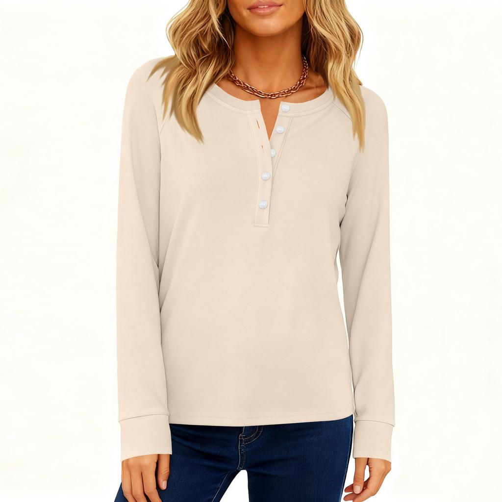 Women's Fashion  Loose Long Sleeve Round Neck Casual Top