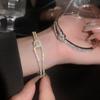 Crystal Knot Cuff Bangles Double Layer Rhinestone Bracelet Creative Exaggerated Bracelet  Party
